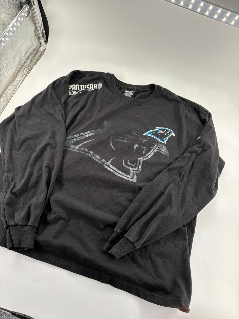 Reebok Carolina Panthers NFL Vintage Long Sleeve Tee Men's 2XL Black